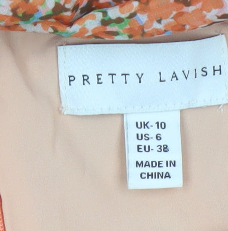 Pretty Lavish Women Multicoloured UK 10 Strapless Ruched Floral Midi Dress