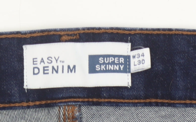 Additional view of Easy Denim Men's Blue W34 L30 Super Skinny Stretch Jeans