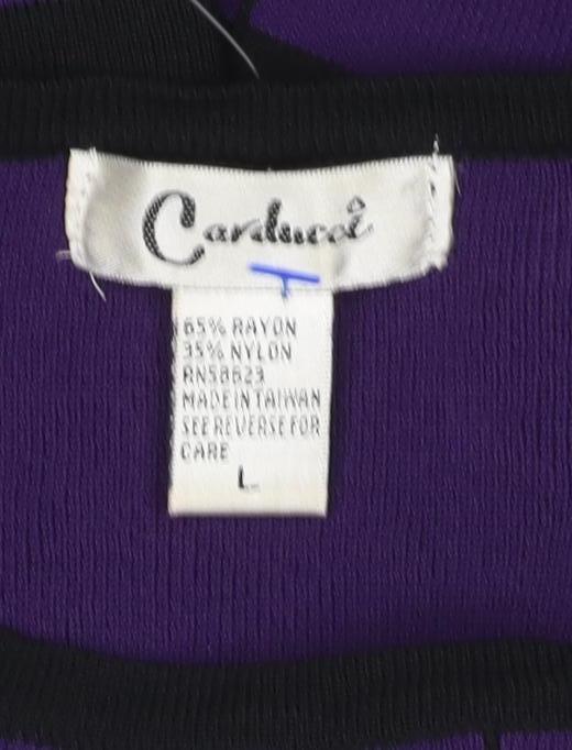Carducci Women Purple Black Knit Jersey Top L 3/4 Raglan Sleeve