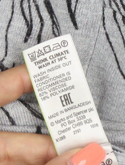 Marks & Spencer Women Grey Floral Knit Jumper UK 12 Long Sleeve