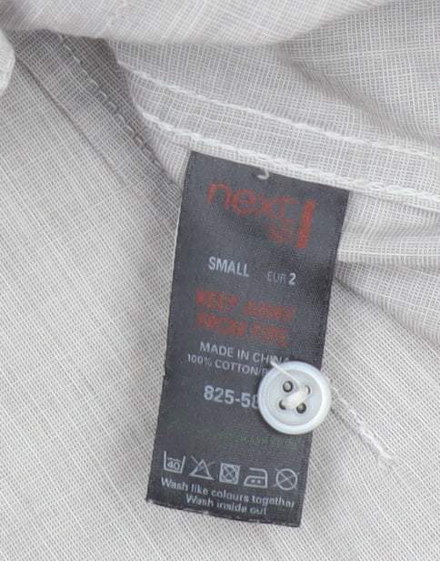 Next Men’s Grey Small Short Sleeve Cotton Utility Button-Up Shirt