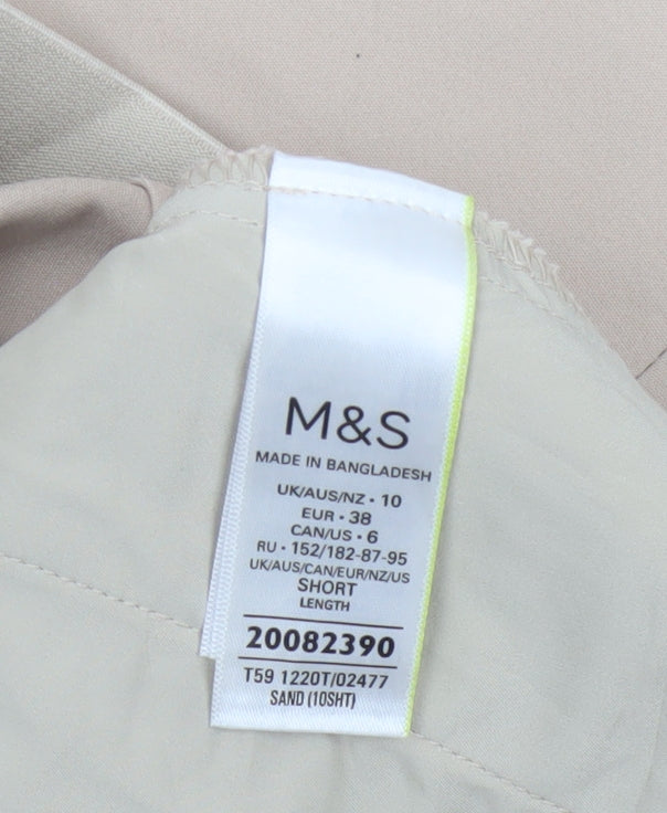 M&S Women’s Beige Size 10 Short High Rise Tapered Stretch Trousers