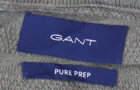 Additional view of GANT Men’s Green 2XL Herringbone Knit Collared Henley Jumper