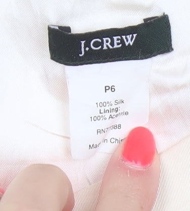 J.Crew Women Ivory Silk Petite UK 10 A-Line Knee Length Dress
