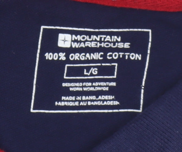 Mountain Warehouse Men’s Blue L Organic Cotton Contrast Trim Polo