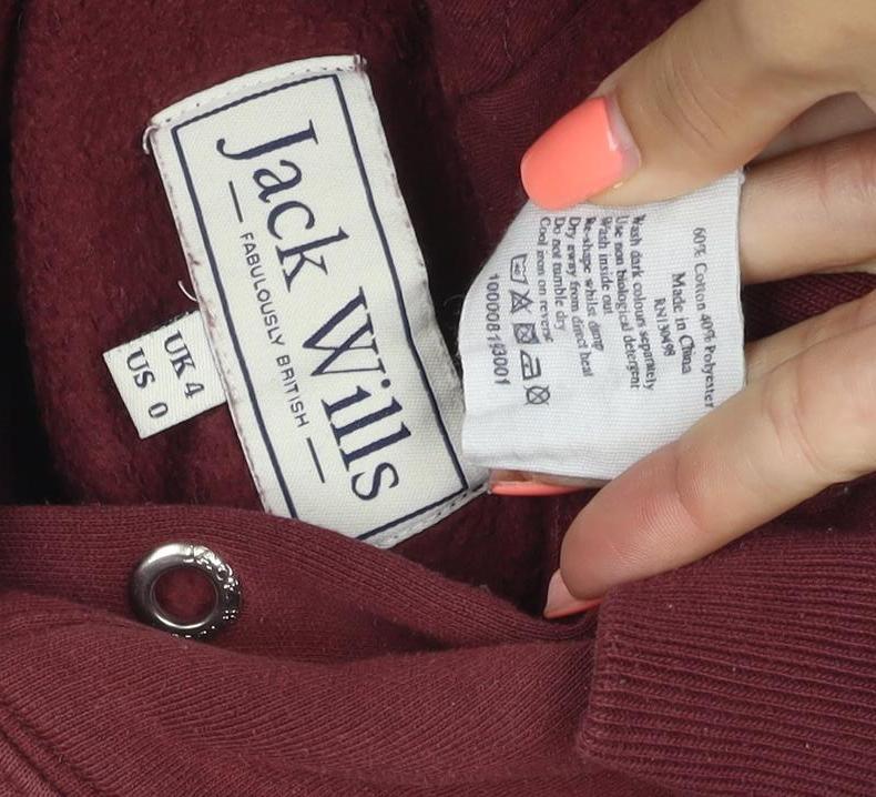 Jack Wills Women's Red UK 4 Pullover Hoodie Logo Pocket