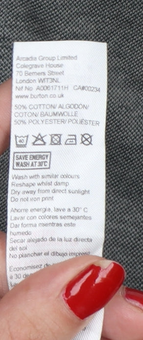 Burton Menswear London Men’s Grey XL Long Sleeve Button-Down Polo Shirt