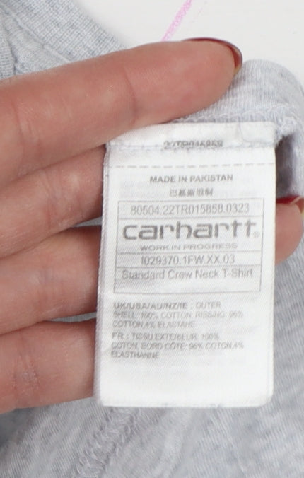 Carhartt Men Grey M Standard Crew Neck Logo T-Shirt