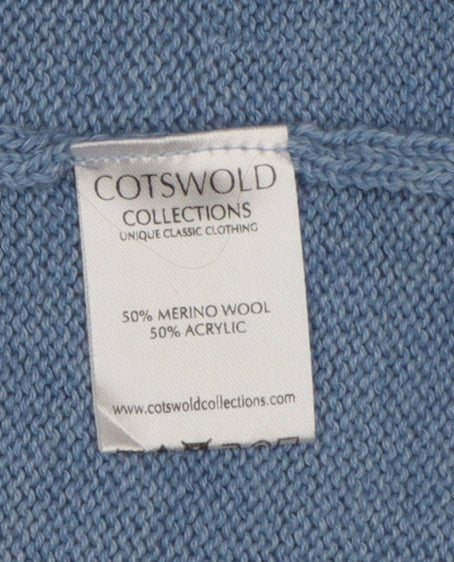 Additional view of Cotswold Collections Women Blue S Open Knit Merino Wool Cardigan