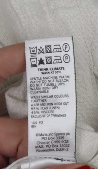 Marks & Spencer Women’s Ivory Linen Blend Cargo Shorts Belted UK 22