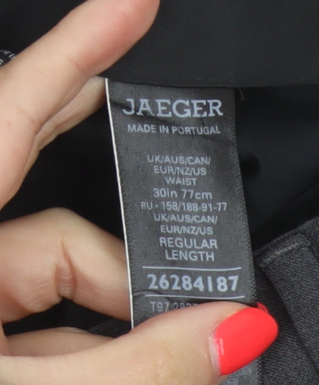 Jaeger Women’s Grey UK 10 Regular Wool Straight Leg Tailored Trousers