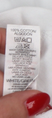Additional view of Dunnes Women White Floral Graphic Cotton T-Shirt UK 18