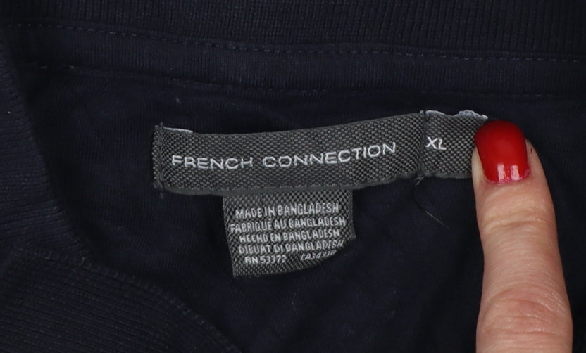 Additional view of French Connection men’s black xl logo short sleeve cotton polo shirt