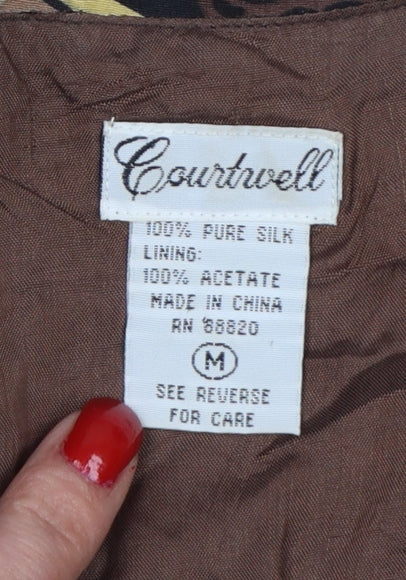 Courtwell Women’s Brown M Silk Animal Print 3/4 Sleeve Blazer