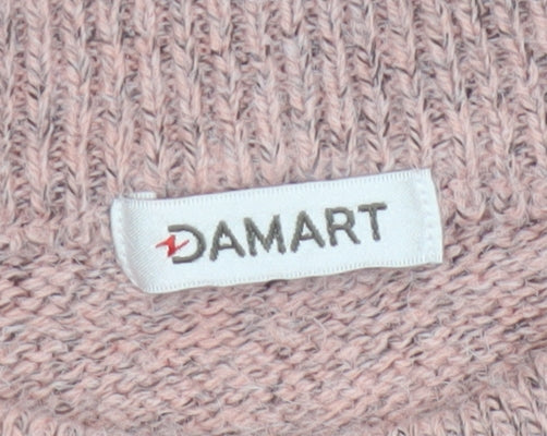 Damart Women Pink UK 14 Cable Knit Crew Neck Pullover Jumper