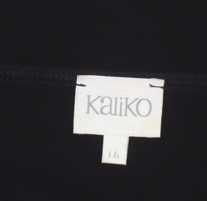 Additional view of Kaliko Women’s Black UK 16 V-Neck Beaded Short Sleeve Blouse