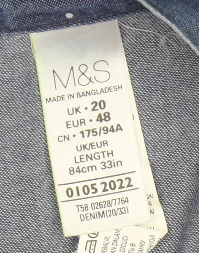 Marks & Spencer Women Blue UK 20 Long A-Line Denim Polka Dot Skirt