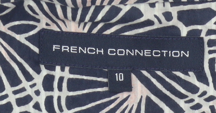 French Connection Women Blue Floral Cotton Skater Mini Skirt UK 10