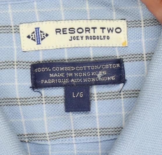 Resort Two Women Blue L Sleeveless Check Cotton Polo Top