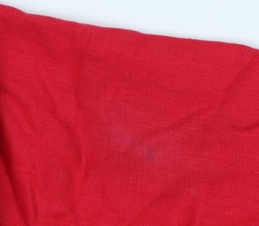 Additional view of Alex & Co Women Red Linen Embroidered Open Kimono Blouse UK 16