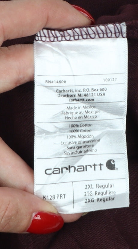 Carhartt Men’s Brown 2XL Original Fit Heavyweight Long Sleeve Henley T-Shirt