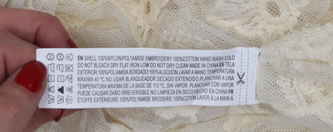 Forever 21 Women Ivory M Sheer Floral Lace Beach Swim Cover Up
