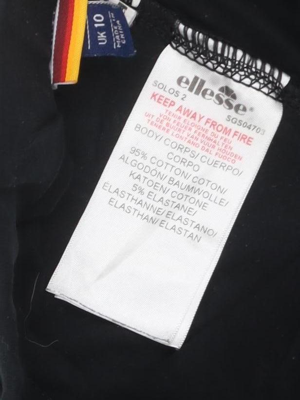 Additional view of Ellesse Women’s Black UK 10 Logo Track Pants Cotton Stretch