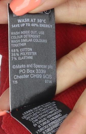 Marks and Spencer Women Red UK 24 Textured Knit Zip Back Blouse Top