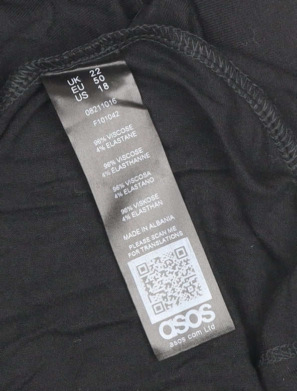 Brand and care label for ASOS Women’s Black UK 22 Plus Midi A-Line Stretch Skirt