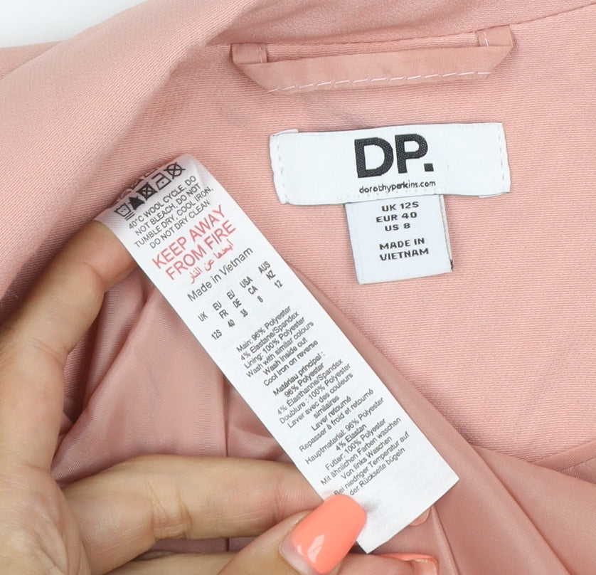 Brand and care label for Dorothy Perkins Women’s Pink UK 12 Tailored Lined Blazer Jacket