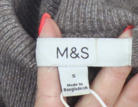 Marks & Spencer Women Brown S Roll Neck Knit Pullover Jumper