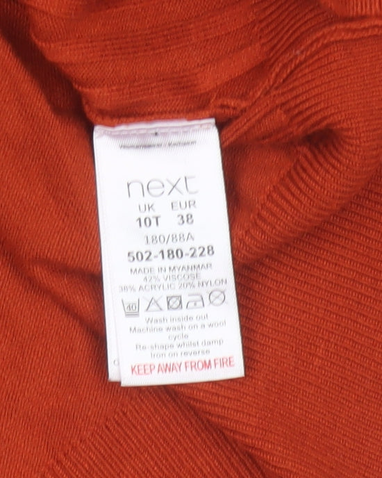 Next Women’s Orange Roll Neck Pullover Jumper UK 10 Tall Rib Knit