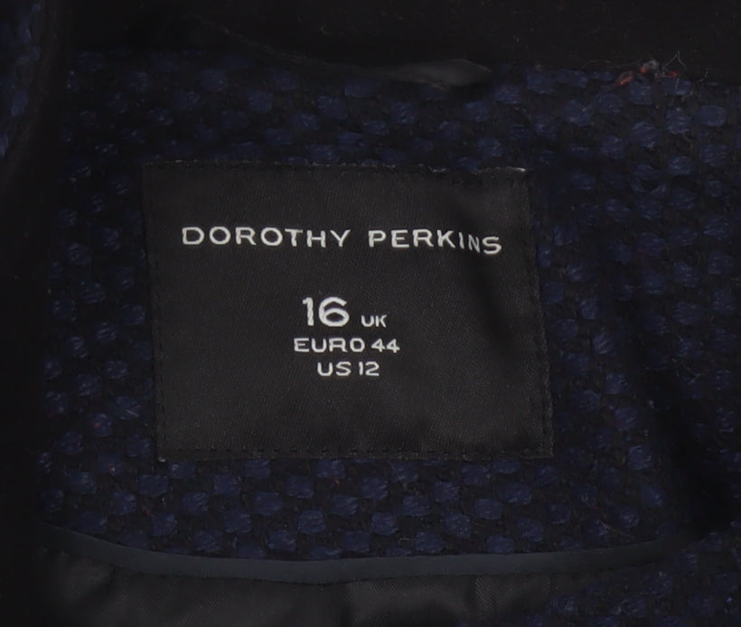 Dorothy Perkins Women’s Navy Blue Textured Overcoat UK 16 Lined