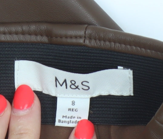 Marks & Spencer Women Brown UK 8 Faux Leather Pencil Knee Skirt