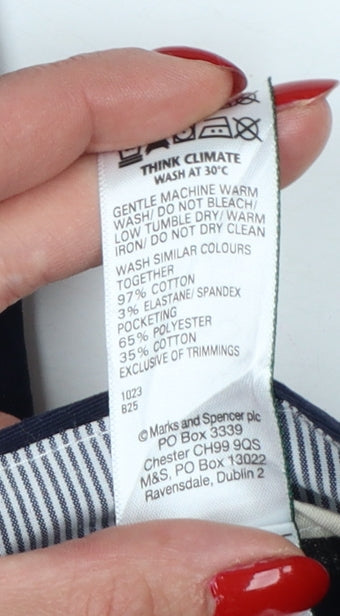 Marks & Spencer Women Blue UK 10 Regular Straight Chino Trousers