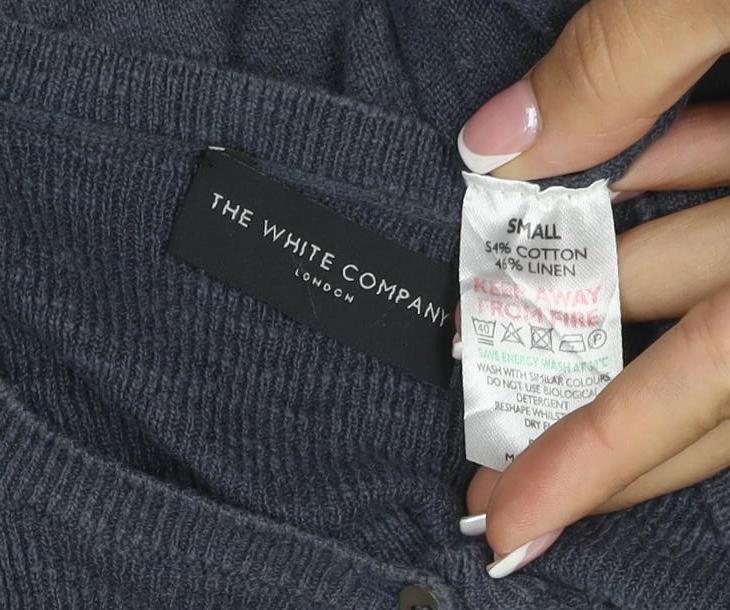 The White Company Women Grey S Cotton Linen Button Cardigan