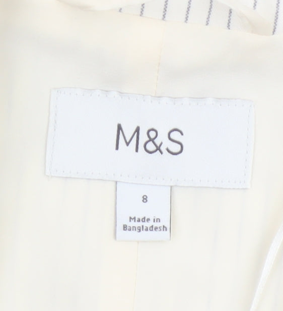 Marks & Spencer Women Ivory Pinstripe Size 8 Tailored Suit Waistcoat