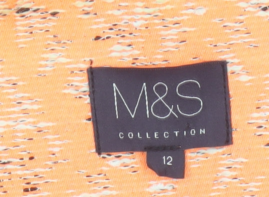 Marks & Spencer Women Orange UK 12 Geometric Open Front Blazer