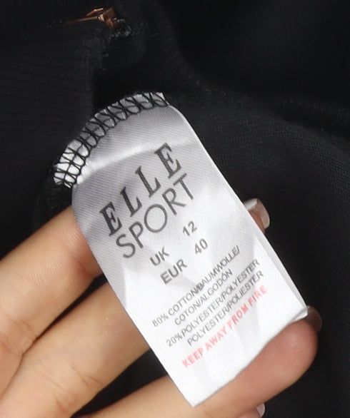 Brand and care label for Elle Sport Women's Black UK 12 Velour Full Zip High Neck Sweatshirt