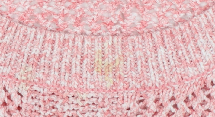 Gap Women Pink L Open Knit Crew Neck Long Sleeve Pullover Jumper