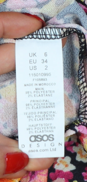 Brand and care label for ASOS Design Women Multicoloured UK 6 Floral Skater Mini Dress
