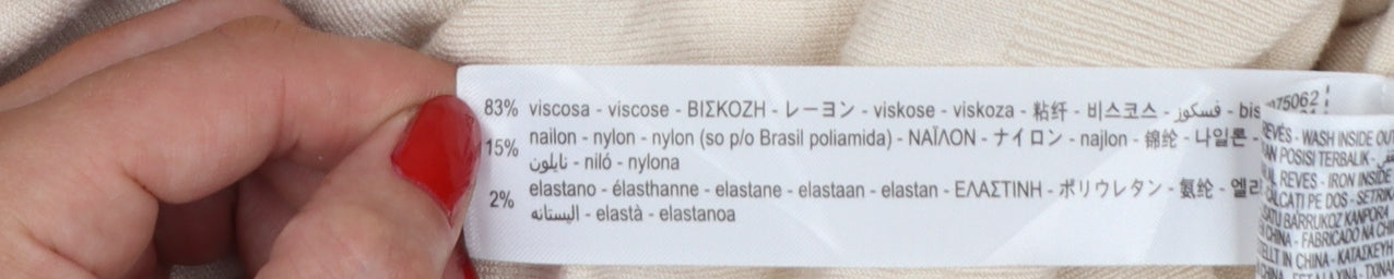 Zara Women Ivory Roll Neck Knit Jumper Size 8 Long Sleeve Buttons