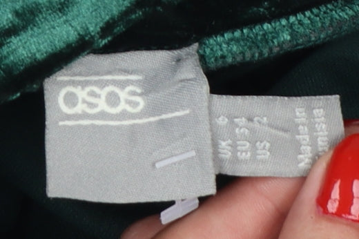 Additional view of ASOS Women Green Velvet Pleated Skater Mini Skirt UK 6