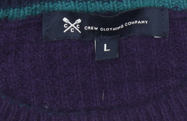 Additional view of Crew Clothing Men’s Purple L Lambswool Crew Neck Waffle Knit Jumper