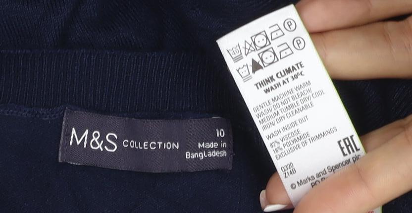 Marks & Spencer Women’s Navy Blue Size 10 Crew Neck Knit Jumper