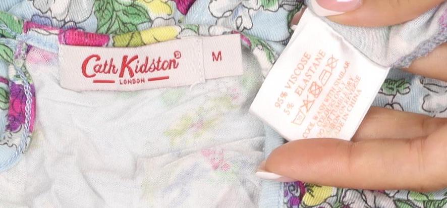 Brand and care label for Cath Kidston Women Blue M Floral Viscose Tunic Blouse 3/4 Sleeve