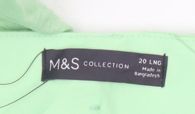 Marks & Spencer Women Green UK 20 High Rise Wide Leg Linen Blend Trousers