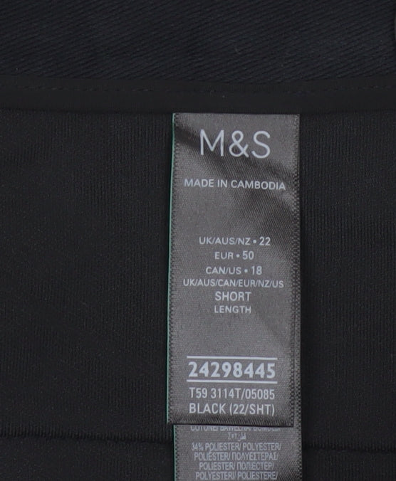 Marks & Spencer Women Black Size 22 Short Tapered Ankle Grazer High Rise Trousers