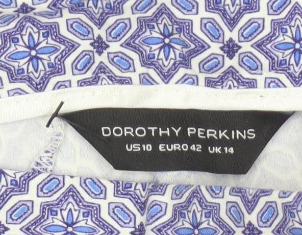 Additional view of Dorothy Perkins Women’s Blue Geometric Skinny Trousers UK 14 Stretch