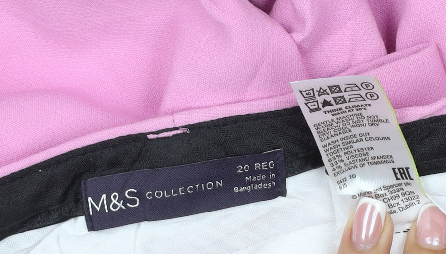 Marks & Spencer Women’s Pink Size 20 Regular Wide Leg Tailored Trousers
